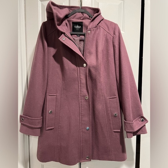 LONDON FOG 🩷 Wool Blend, Medium / Pea Coat Length , Smokey Pink Winter Coat - Picture 1 of 10